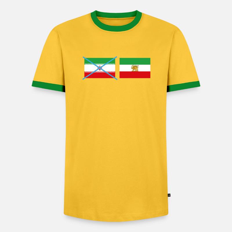 Smashed Iran flags - Men's Ringer Shirt - yellow/green 