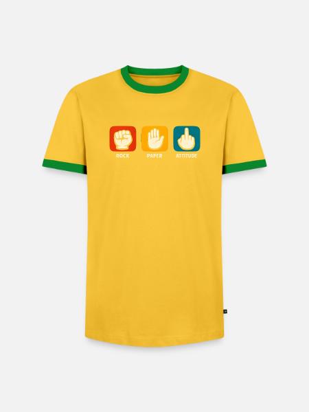 Sarkastische Stein-Papier-Einstellung Lustiger Sar - Männer Kontrast-T-Shirt - Gelb/Grün