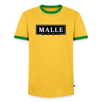 Malle 2026 Mallorca Holidays - Men's Ringer Shirt - yellow/green  - Front - AI Model Female 172 light (172cm) & AI Model Male 178 dark (178cm)