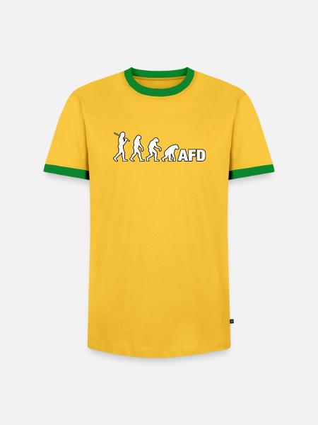 Evolution rückwärts – Gegen Nazis & Faschismus - Männer Kontrast-T-Shirt - Gelb/Grün 