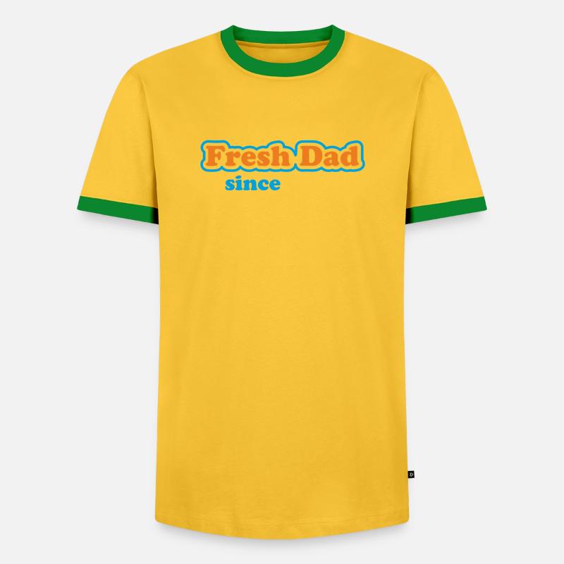 Fresh Dad Since – Buntes Statement - Männer Kontrast-T-Shirt - Gelb/Grün 