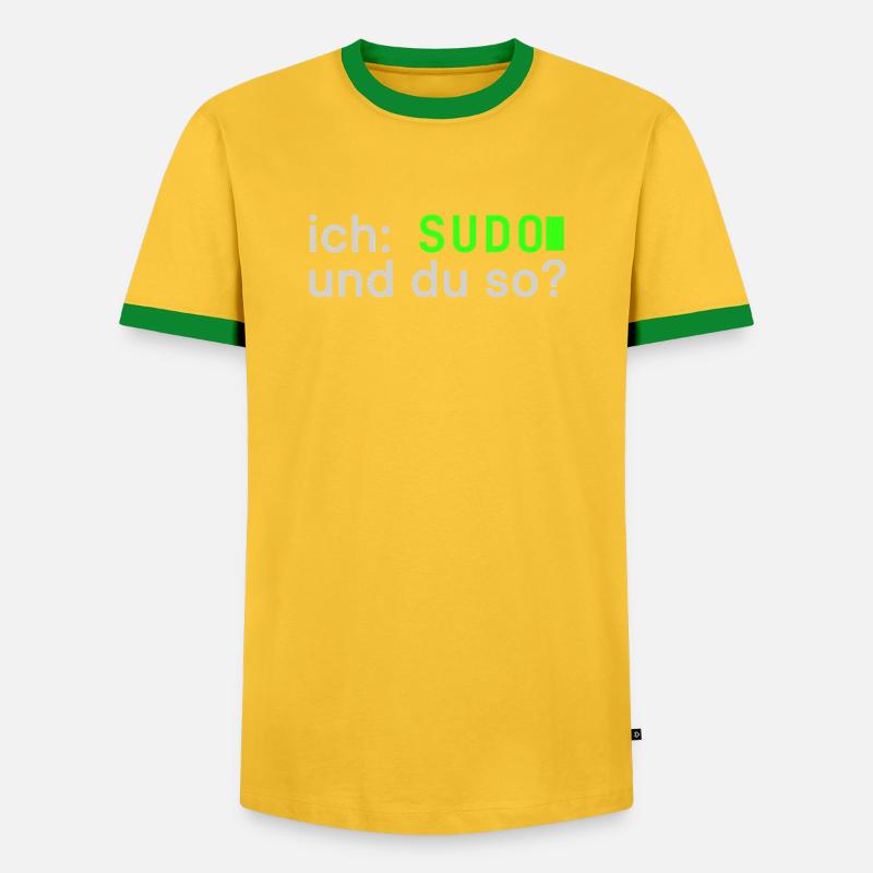 ich: SUDO und du so? Linux Spruch - Programmierer - Männer Kontrast-T-Shirt - Gelb/Grün 