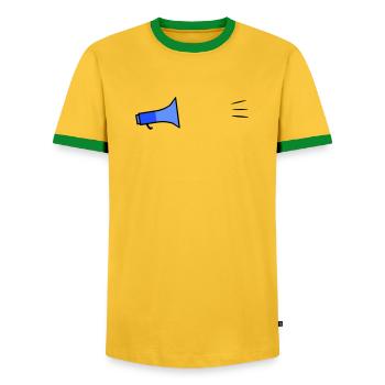 Modèle de texte Megafon - T-shirt contrasté Homme - jaune/vert  - Devant - AI Model Female 172 light (172cm) & AI Model Male 178 dark (178cm)
