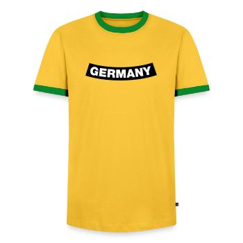 Germany Chapter Element (JGA MC-Rocker-Design) - Männer Kontrast-T-Shirt - Gelb/Grün  - Vorne - AI Model Female 172 light (172cm) & AI Model Male 178 dark (178cm)