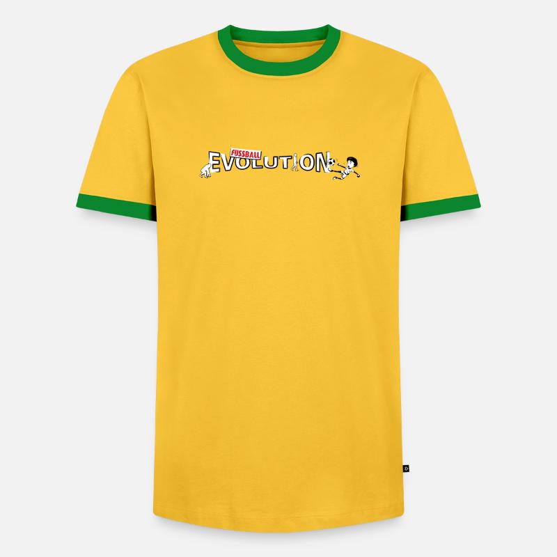 Fussball Evolution | Evolution Design - Männer Kontrast-T-Shirt - Gelb/Grün