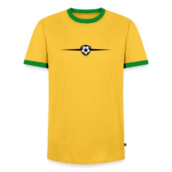 Fussball Symbol Linie - Männer Kontrast-T-Shirt - Gelb/Grün  - Vorne - AI Model Female 172 light (172cm) & AI Model Male 178 dark (178cm)
