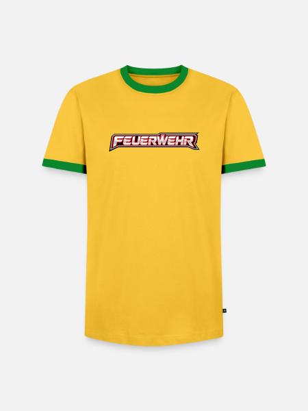 Feuerwehr Neon-Schriftzug - Männer Kontrast-T-Shirt - Gelb/Grün