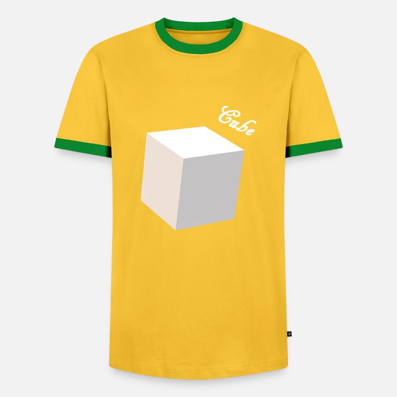 Cube 3D weiß - Männer Kontrast-T-Shirt - Gelb/Grün 