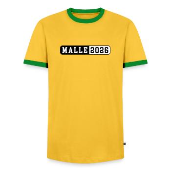 Malle 2026 - Men's Ringer Shirt - yellow/green  - Front - AI Model Female 172 light (172cm) & AI Model Male 178 dark (178cm)