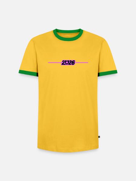 Cœur année 2026 - T-shirt contrasté Homme - jaune/vert 