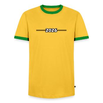 2026 Strich Element - Männer Kontrast-T-Shirt - Gelb/Grün  - Vorne - AI Model Female 172 light (172cm) & AI Model Male 178 dark (178cm)