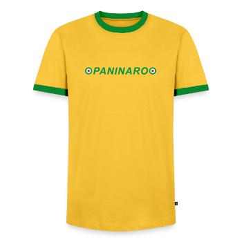 Paninaro - Men's Ringer Shirt - yellow/green  - Front - AI Model Female 172 light (172cm) & AI Model Male 178 dark (178cm)