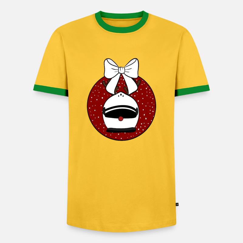 Weihnachtskugel - Männer Kontrast-T-Shirt - Gelb/Grün