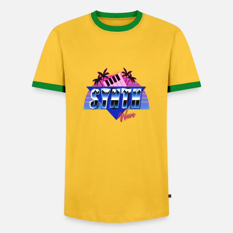 Synthwave - Männer Kontrast-T-Shirt - Gelb/Grün 