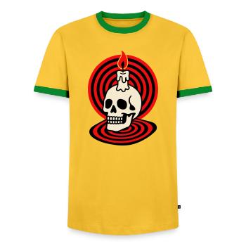 Hypno Skull - Männer Kontrast-T-Shirt - Gelb/Grün  - Vorne - AI Model Female 172 light (172cm) & AI Model Male 178 dark (178cm)