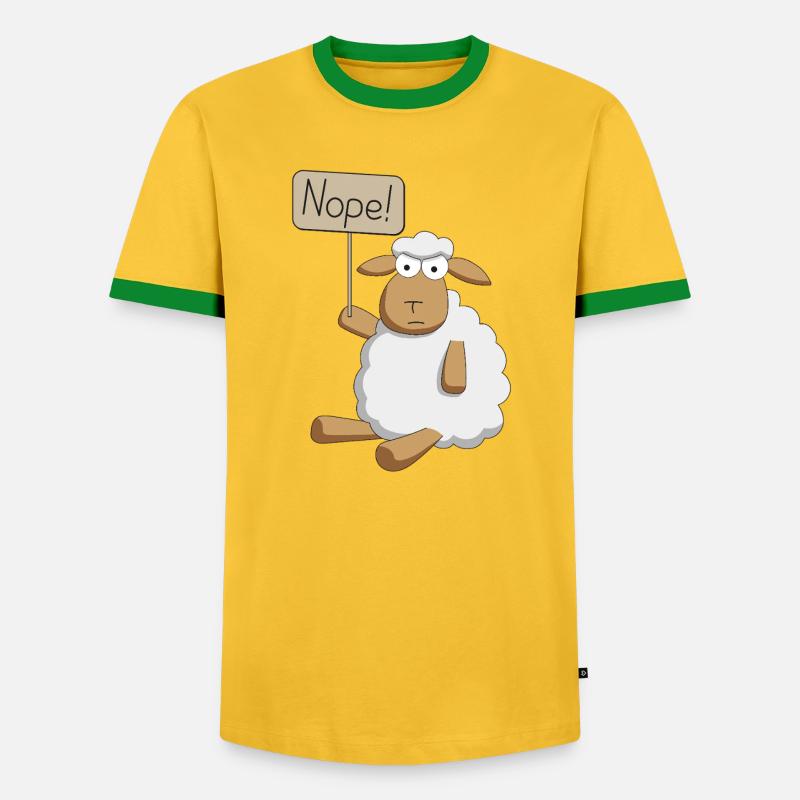 Nope! - protesting sheep - Men's Ringer Shirt - yellow/green