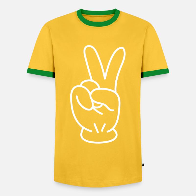 Peace Hand Comic - Men's Ringer Shirt - yellow/green