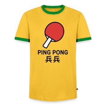 Raquette de Ping-Pong - Tennis de table - T-shirt contrasté Homme - jaune/vert  - Devant - AI Model Female 172 light (172cm) & AI Model Male 178 dark (178cm)