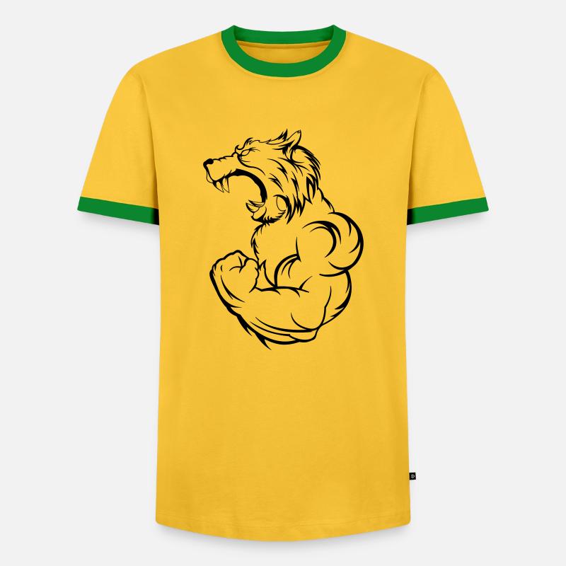 wolf_beast - Männer Kontrast-T-Shirt - Gelb/Grün 