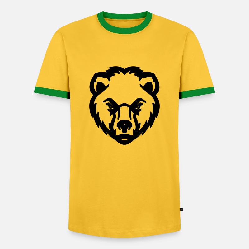 bear head - Men's Ringer Shirt - yellow/green 