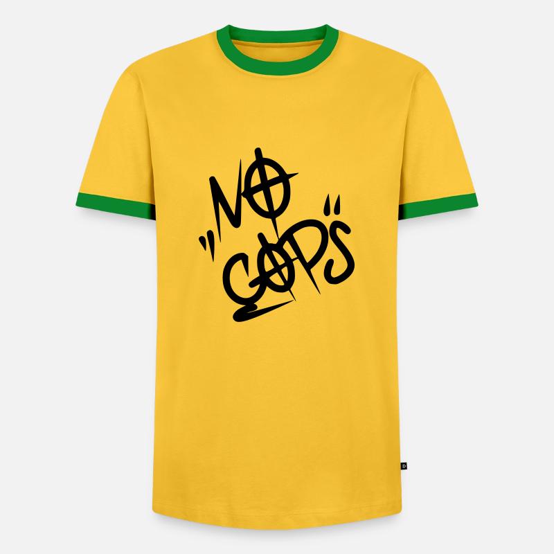 No Cops - Männer Kontrast-T-Shirt - Gelb/Grün 
