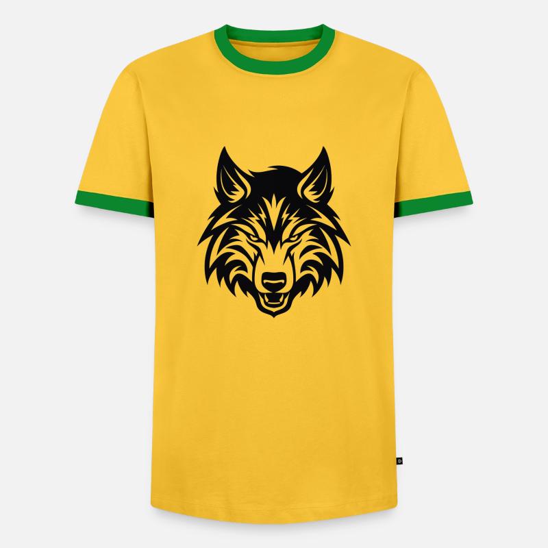 Wolf Emblem - Men's Ringer Shirt - yellow/green