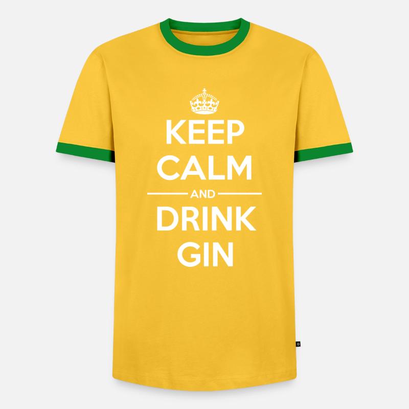 Drinks Keep calm Gin - Men's Ringer Shirt - yellow/green 