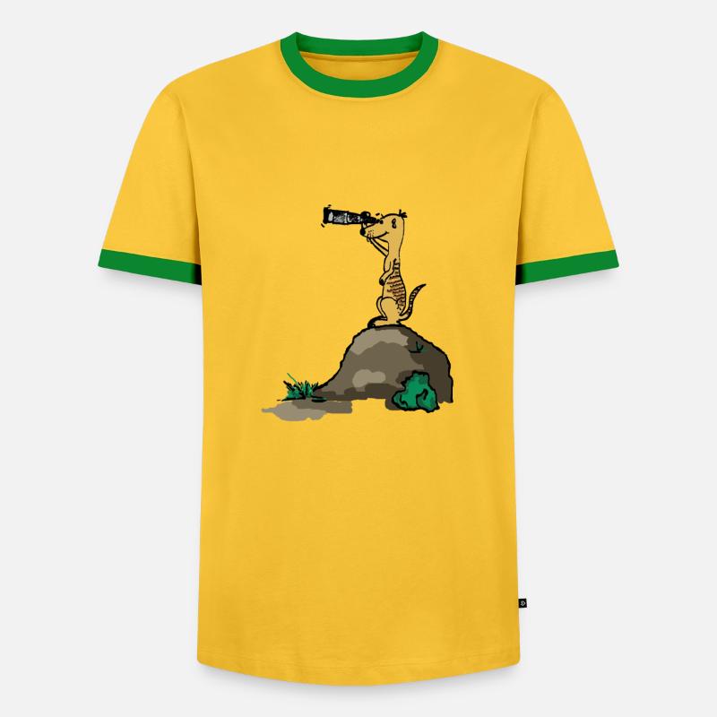 erdmaennchen comic - Männer Kontrast-T-Shirt - Gelb/Grün 