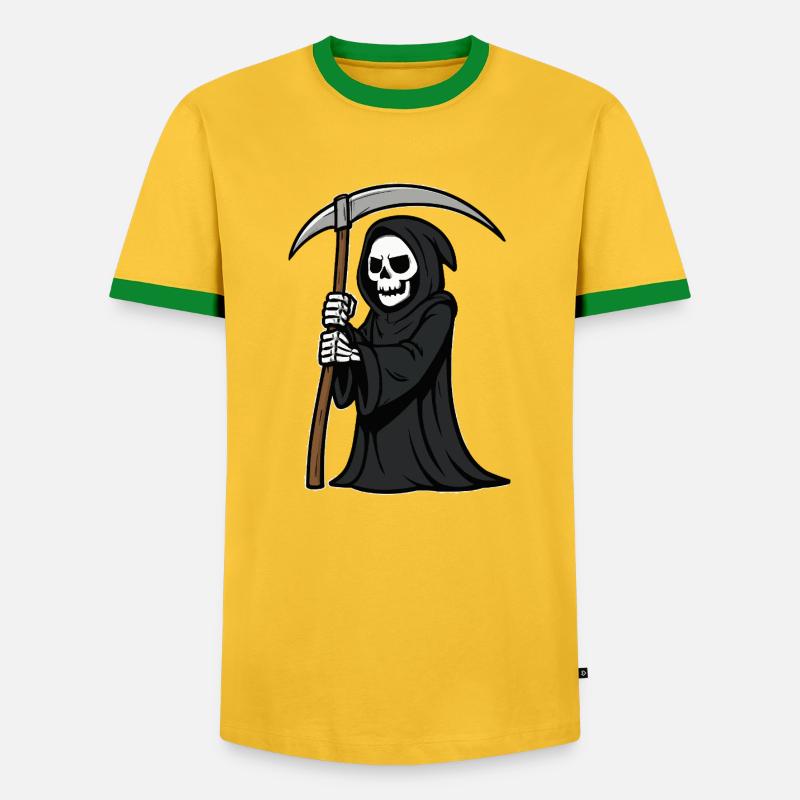 sensenmann comic - Männer Kontrast-T-Shirt - Gelb/Grün 