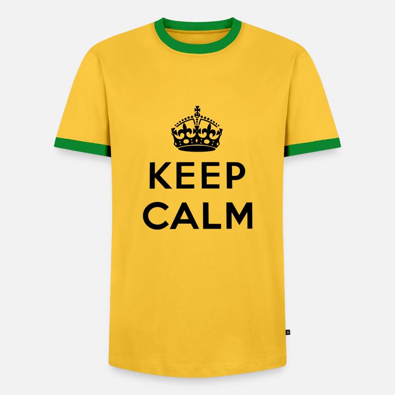Keep Calm - Männer Kontrast-T-Shirt - Gelb/Grün 