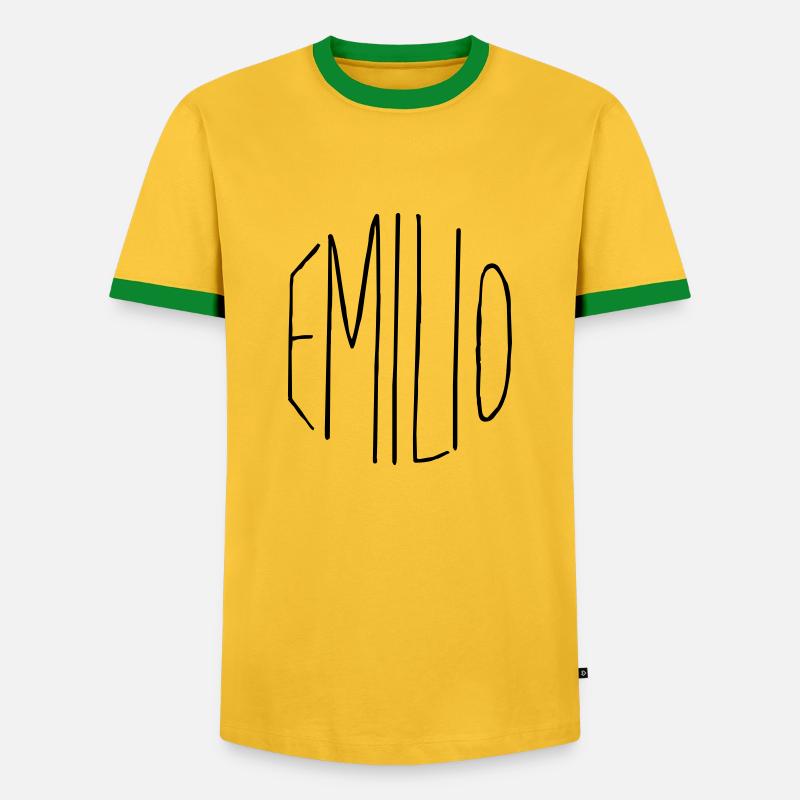Emilio Geschenk - Männer Kontrast-T-Shirt - Gelb/Grün 