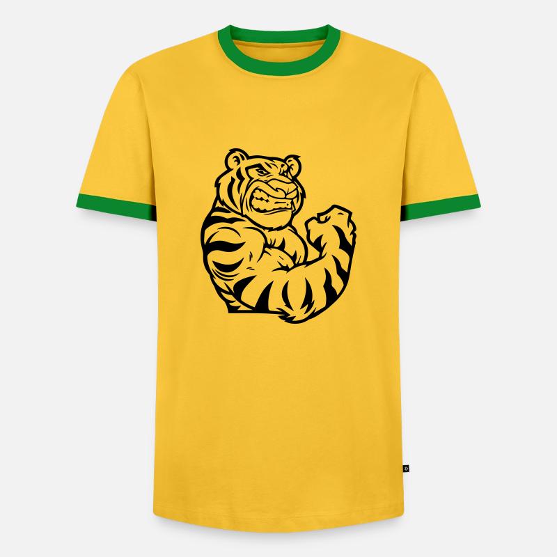 tiger biceps - Männer Kontrast-T-Shirt - Gelb/Grün 
