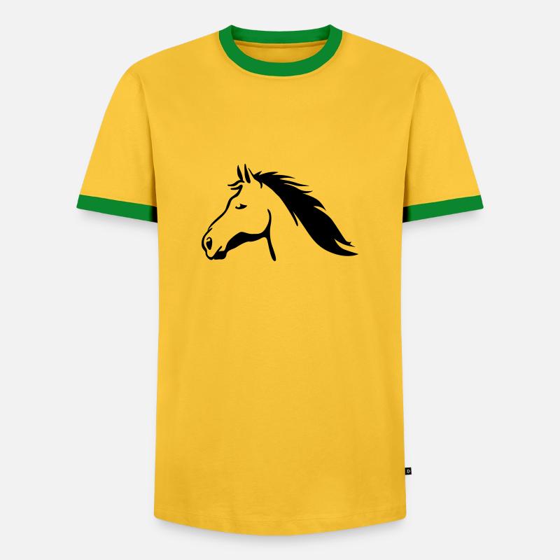 Pferd - Männer Kontrast-T-Shirt - Gelb/Grün