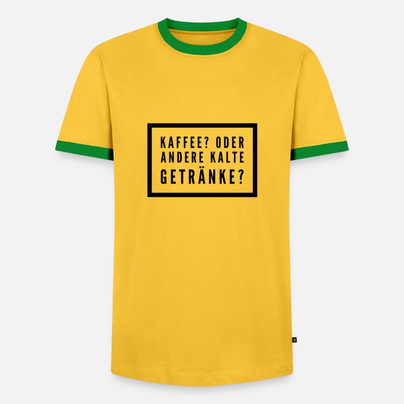Kaffee? Oder andere kalte Getränke? - Männer Kontrast-T-Shirt - Gelb/Grün