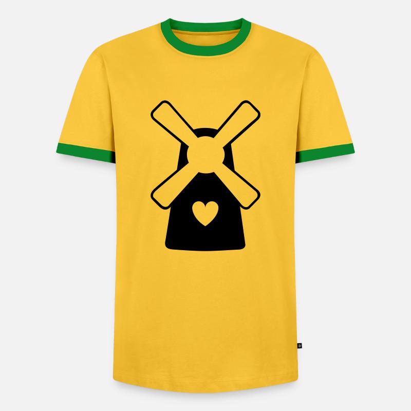 Windmill - Männer Kontrast-T-Shirt - Gelb/Grün 