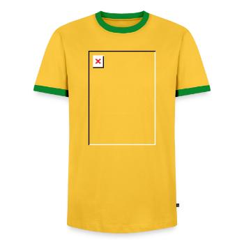 Image manquante – Fichier non trouvé Portrait - T-shirt contrasté Homme - jaune/vert  - Devant - AI Model Female 172 light (172cm) & AI Model Male 178 dark (178cm)