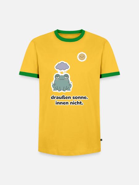 draußen sonne. innen nicht. – Frosch Meme - Männer Kontrast-T-Shirt - Gelb/Grün 