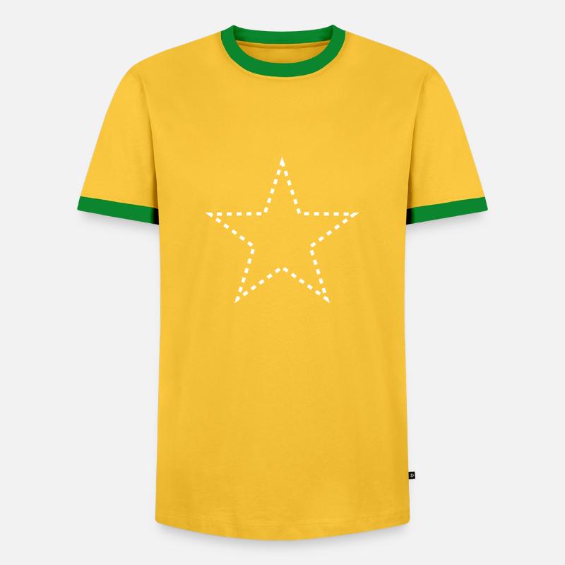 dashed_star_1c - Männer Kontrast-T-Shirt - Gelb/Grün
