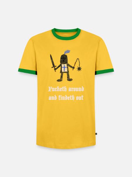 Kreuzritter: Ritter mit Schild und Keule - Männer Kontrast-T-Shirt - Gelb/Grün 