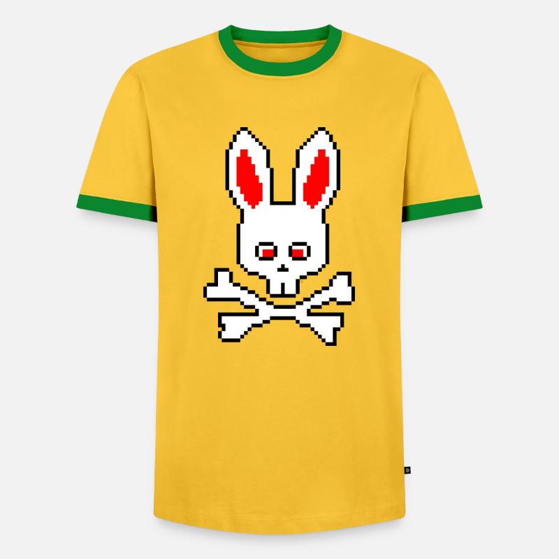 Skull Rabbit Red - Men's Ringer Shirt - yellow/green 