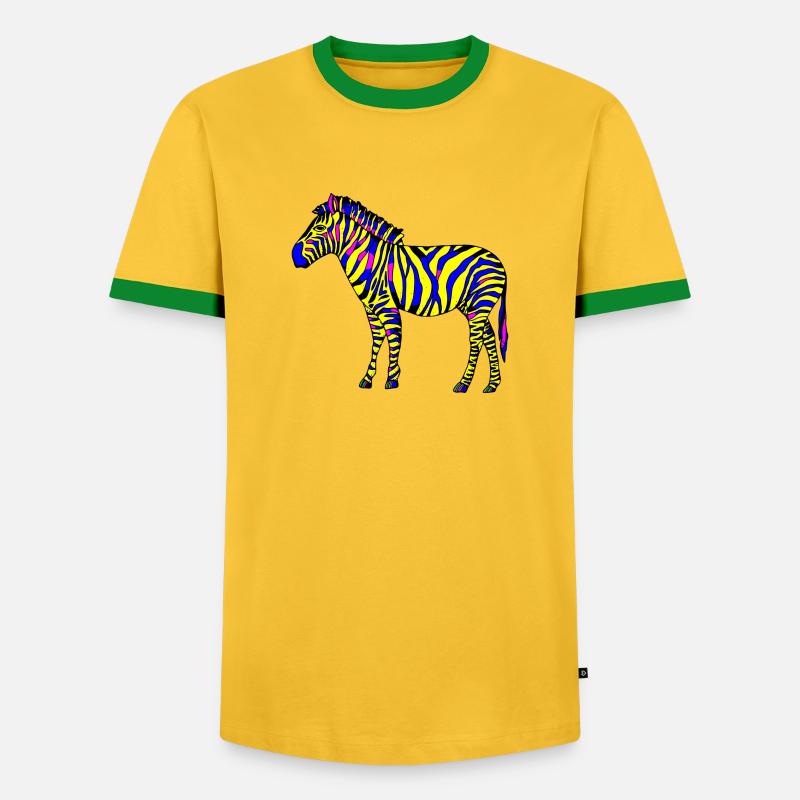 Zebra - Männer Kontrast-T-Shirt - Gelb/Grün 