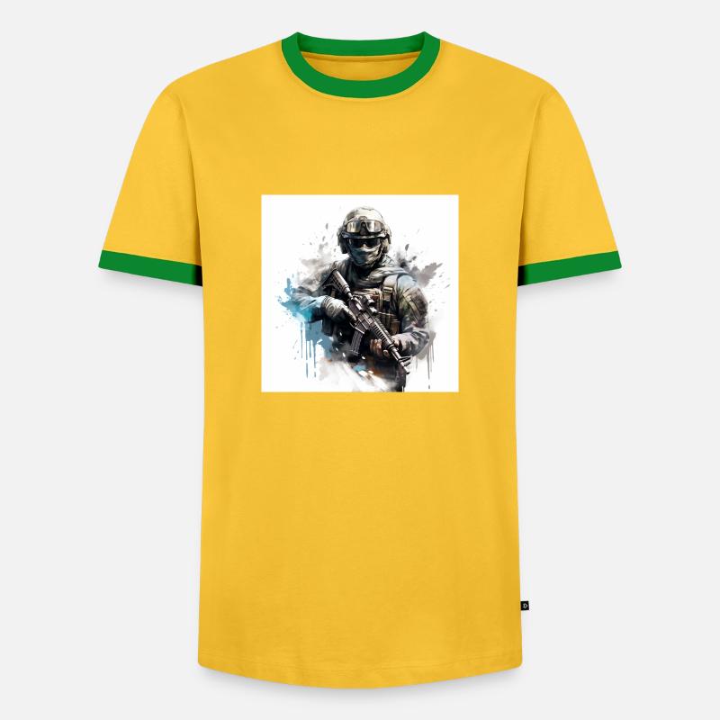 COD gaming art shooter - Men's Ringer Shirt - yellow/green