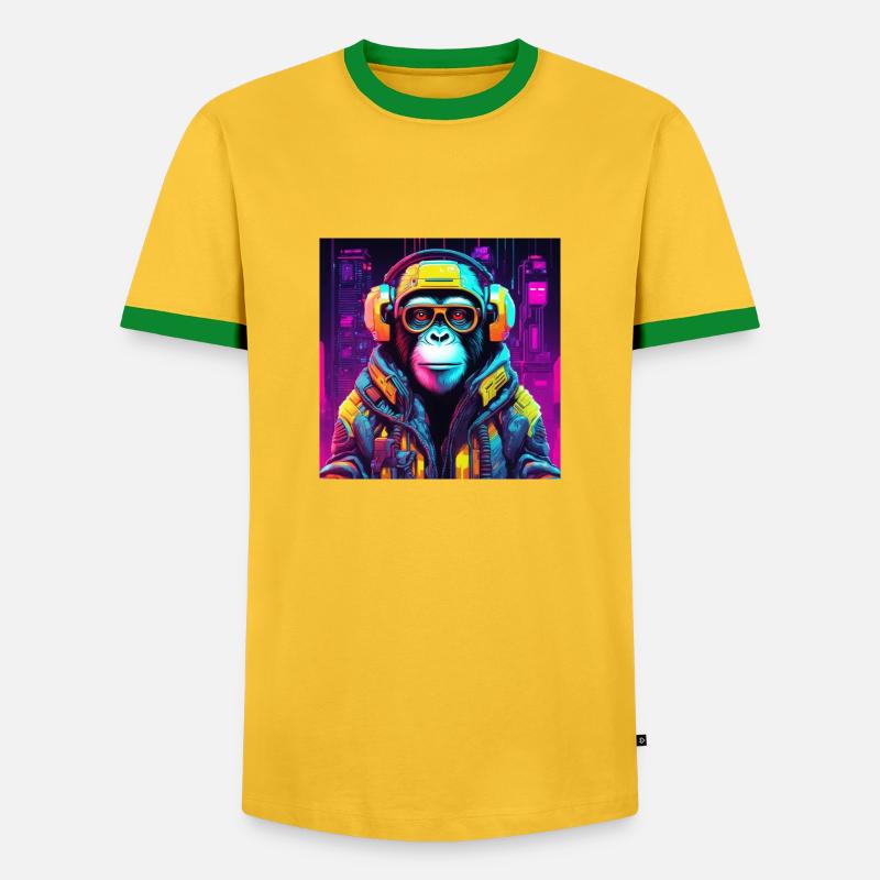 Nft Monkey - Men's Ringer Shirt - yellow/green