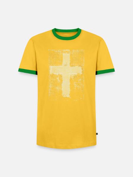 Kreuz-Halftone Textur - Männer Kontrast-T-Shirt - Gelb/Grün