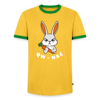 QW_NAC_SZARY_Z_BIALYM_NAPISEM - T-shirt contrasté Homme - jaune/vert  - Devant - AI Model Female 172 light (172cm) & AI Model Male 178 dark (178cm)