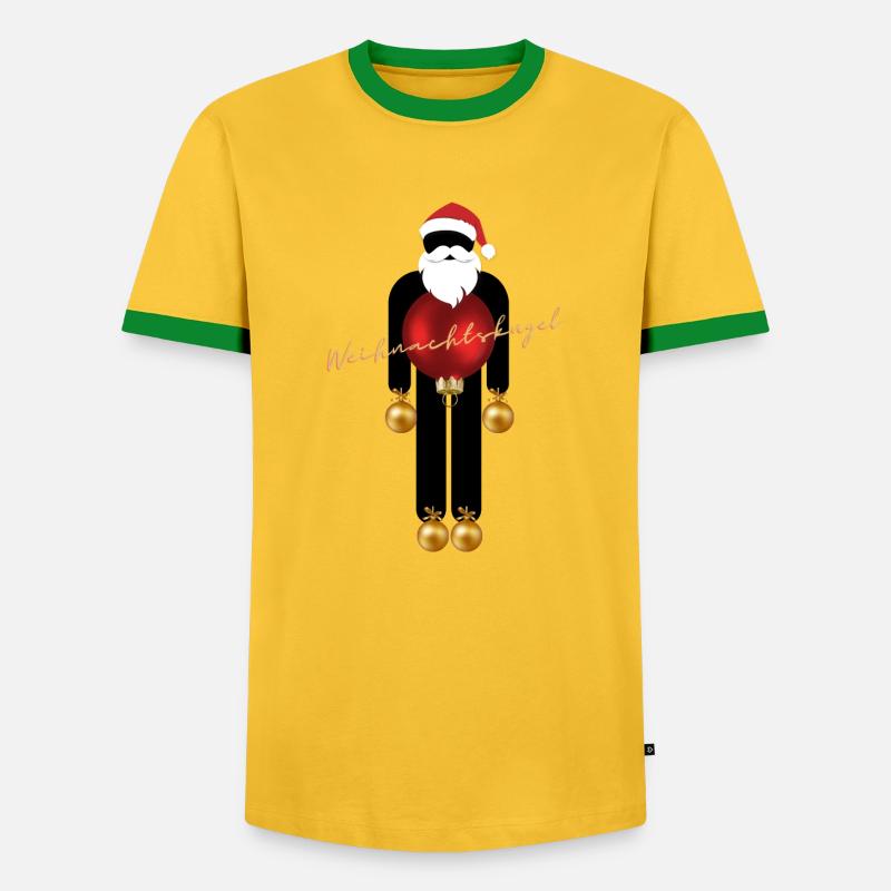 Weihnachtskugel - Männer Kontrast-T-Shirt - Gelb/Grün 