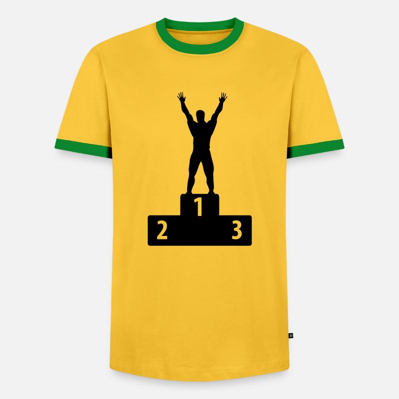 Number One - Men's Ringer Shirt - yellow/green 