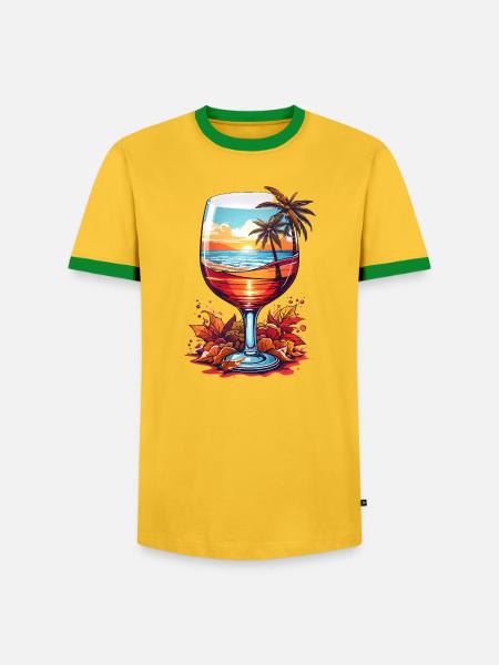 Strand Weinglas - Männer Kontrast-T-Shirt - Gelb/Grün