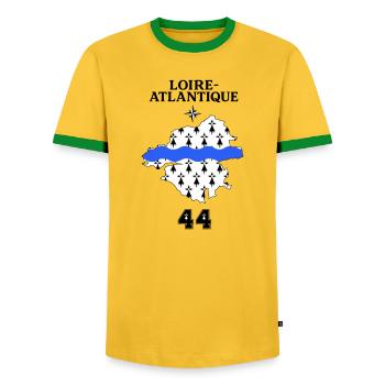 Loire Atlantique 44 - Männer Kontrast-T-Shirt - Gelb/Grün  - Vorne - AI Model Female 172 light (172cm) & AI Model Male 178 dark (178cm)