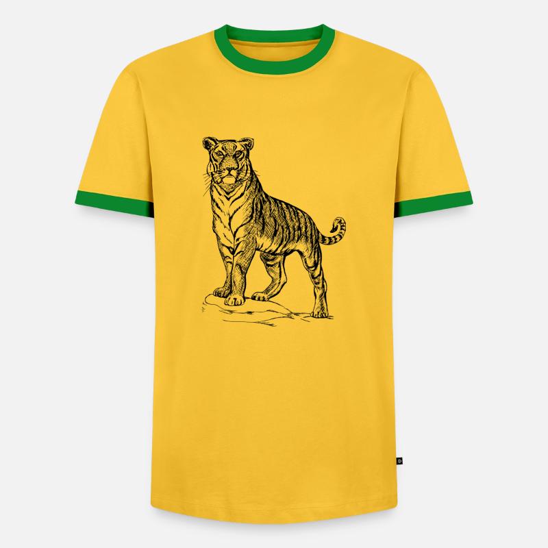 Tiger noir et withe - T-shirt contrasté Homme - jaune/vert 